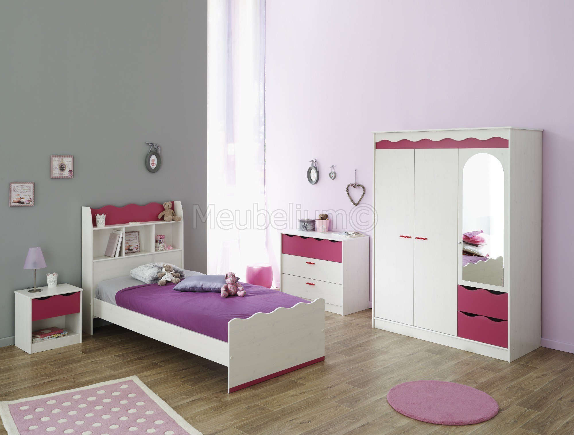 Armoire enfant contemporaine 3 portes pin memphis ...