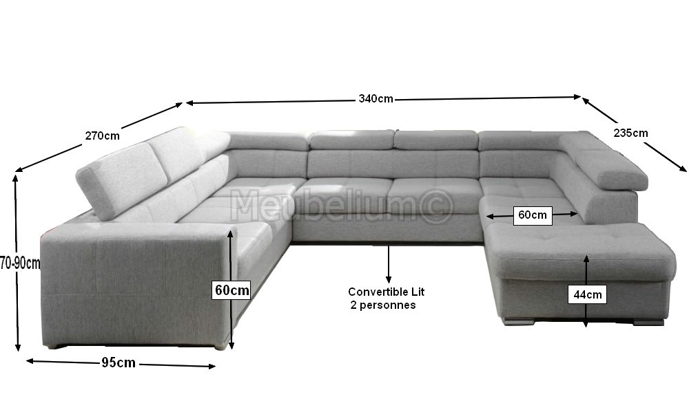 Convertible Lit En Forme De U Avec Une Meridienne A Gauche Ou